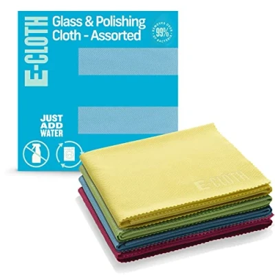Bild av E Cloth 4 pack glas och poleringsduk, hållbar mikrofiberrengöringsduk set, perfekt rengöring för glas, fönster speglar, tvättbar återanvändbar, 100 tvättlöften, blandade färger