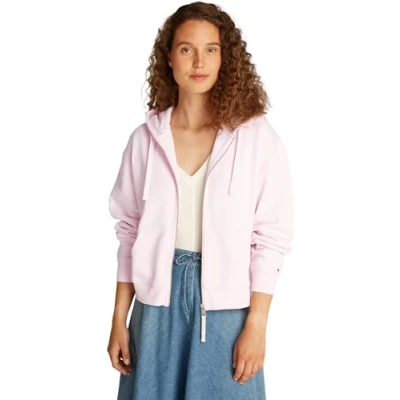 Bild av Tommy Hilfiger Script ZIP Hoodie Tröja med dragkedja, Storlek: Small, Light pink