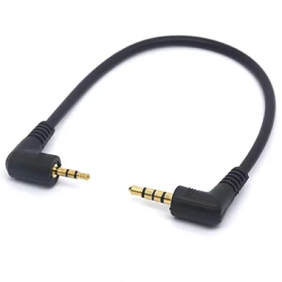 Bild av Tomost rätvinklig 3,5 mm till 2,5 hörlurskabel, 90 grader 4 polig TRRS hane 3 TRS headset stereo audio Aux förlängningssladd (3,5 m/2,5 m)