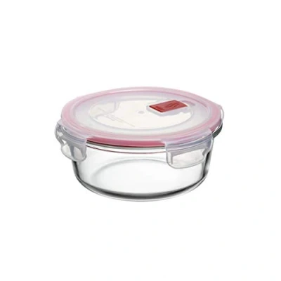 Bild av Tatay Matfiber, glas, lufttät, 0,6 l kapacitet, klämlock, BPA fri, lämplig för mikrovågsugn, ugn, frys och diskmaskin, röd storlek 15,6 x 6,3 cm