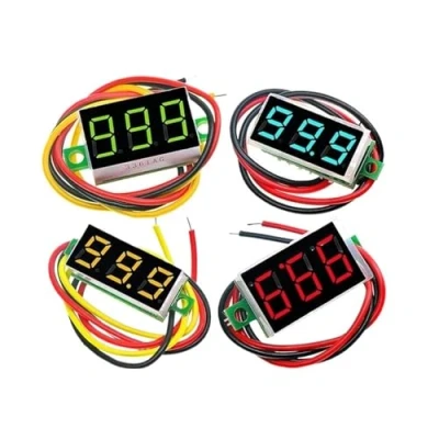 Bild av 0,28/0,36 tum 2/3 trådar LED digital voltmeter DC 0 100 V bil mobil effekttestare spänningsdetektor voltmeter(0,36 3 tråd blå)