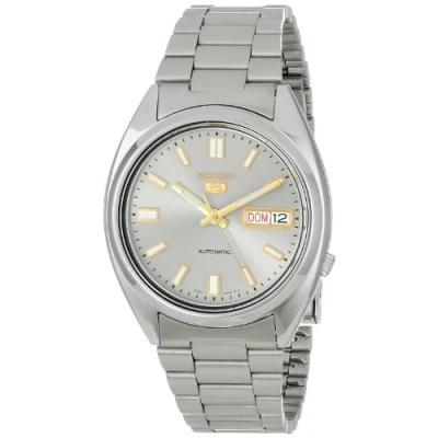 Bild av Seiko analog automatisk självuppdragande klocka för män med Armband i rostfritt stål SNXS73K, Silver/grå,