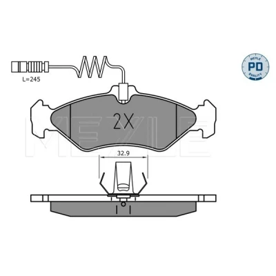 Bild av MEYLE 025 216 2117/PD Jeu de plaquettes frein PD Quality Essieu arrière contact signal d&#039;usure inclus avec tôle anti bruit