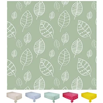 Bild av Home Direct rektangulär vaxduk PVC avtorkningsbar bordsduk 140 cm x 200 55 78 löv salvia grön