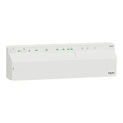 Bild av Schneider Electric CCTFR6620 Wiser Smart Home golvvärmekontroll fristående eller via app, distributionsremsa för värme kylning 24 V, reglerar ventiler golvvärme, värmekontroll