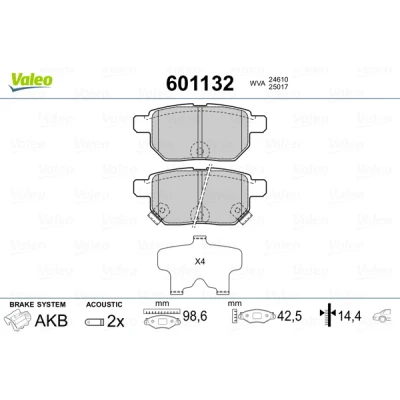 Bild av VALEO 601132 Jeu de plaquettes frein Essieu arrière contact signal d&#039;usure inclus avec tôle anti bruit TOYOTA: Prius Plus, III 5 portes