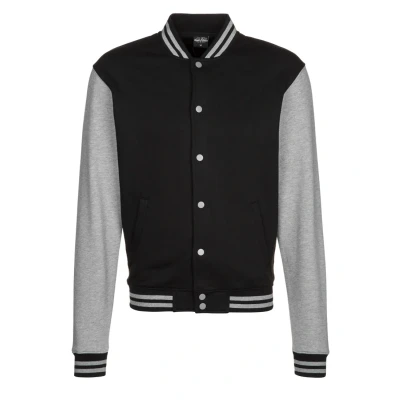 Bild av Urban Classics Sweatjacka för män, 2 tons, collegetröja, tvåfärgad collegesweatjacka finns i olika färger, storlekar XS 5XL, Blk/Gry, 3XL