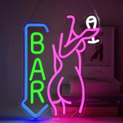 Bild av YUEYYNS bar neonskyltar bokstäver kvinna LED neonljus öl vägg USB power ljus skylt för sovrum klubb butik party present