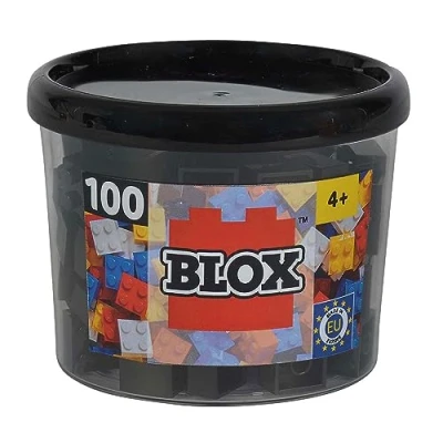 Bild av Simba 104114114 Blox, 100 svarta byggstenar för barn från 3 år, 4 stenar, inklusive burk, hög kvalitet, helt kompatibel med många andra tillverkare, svart