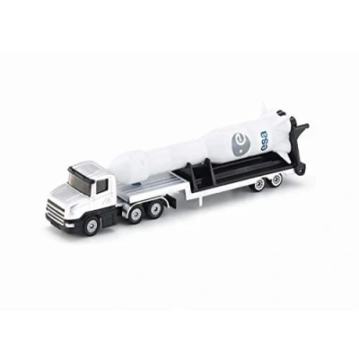 Bild av siku 1614, Low Loader with Rocket, Metal/Plastic, Silver/White, Folding launcher, Removable rocket