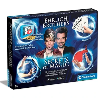 Bild av Clementoni 59312 Ehrlich Brothers Secrets of Magic, trollerilåda för barn från 7 år, magisk utrustning 30 fantastiska trolleritrick, inklusive 3D förklarande videor, perfekt som gåva