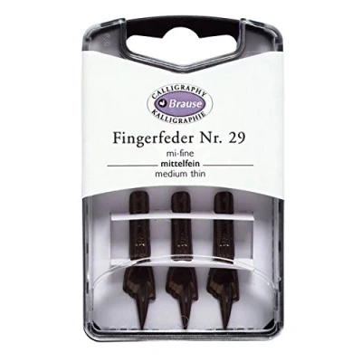 Bild av Duschmunstycke 300029B förpackning med 3 fingerfjädrar, för exakt linjeguide, perfekt kalligrafi, 1 pack