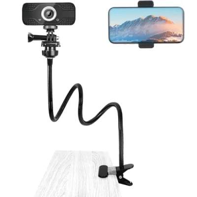 Bild av SUNNINGUP Webbkamerastativ, telefonhållare, uppgraderat flexibelt svanhalsstativ för Logitech Webcam C920s, C930e, C930, C920, C922x, C922, Brio 4K, C925e, C615