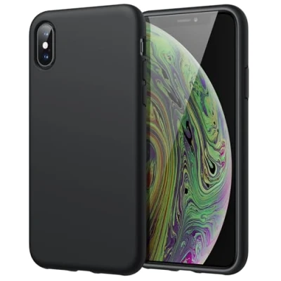 Bild av JETech Silikonskal för iPhone XS och X 5,8 Tum, Silkes Mjuk Beröring Full Kropp Skyddande Telefon Case, Stötsäkert Cover med Mikrofiber Foder (Svart)