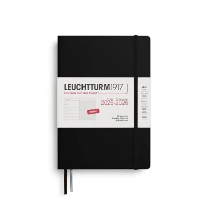 Bild av LEUCHTTURM1917 372796 veckokalender och anteckningsbok medium (A5) 2026, 18 månader 07.2025 12.2026, inbunden svart, engelsk