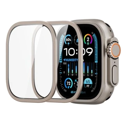 Bild av ESR för Apple Watch Ultra 2/1 (2024/2023/2022) 2 pack skärmskydd med aluminiumlegering ram 49 mm, militärklassskydd, armorit härdat glasfilm, håll original, reptålig, titan