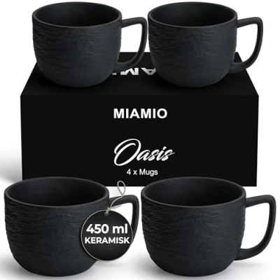 Bild av MIAMIO 450 ml Kaffemuggar/Mugguppsättning om 4 Keramisk Mugg för Kaffe, Latte, Cappuccino och Te Oasis Collection