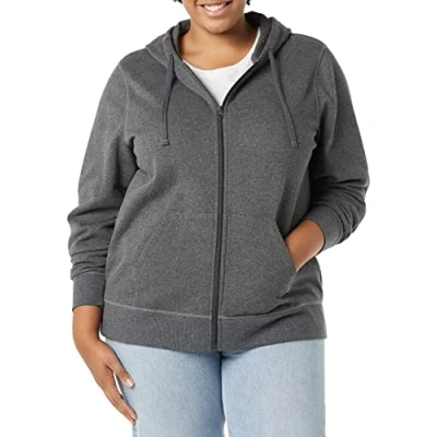 Bild av Amazon Essentials Fransk Terry Fleece Full Zip Hoodie (Finns i plusstorlek), Träkol Heather, 4X