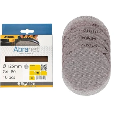 Bild av Mirka Abranet sliprondeller med nät Ø 125 mm kardborreband/korn P80 / 10 st/för slipning av trä, spackel, lack, plast AE232F1080