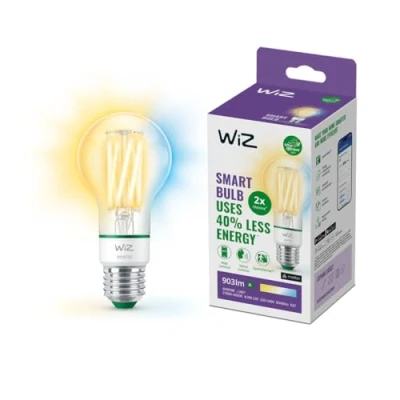 Bild av WiZ ultraeffektiv smart LED lampa, E27, energieffektivitetsklass A, energibesparing, automatisering och kontroll via app/röst WLAN