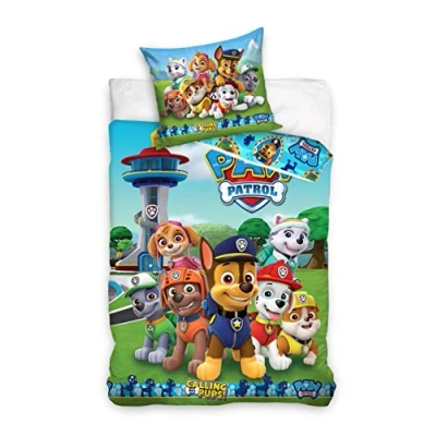 Bild av Paw Patrol sängkläder 135 x 200 + 80 cm för barn, flickor och pojkar 2 delar bomull