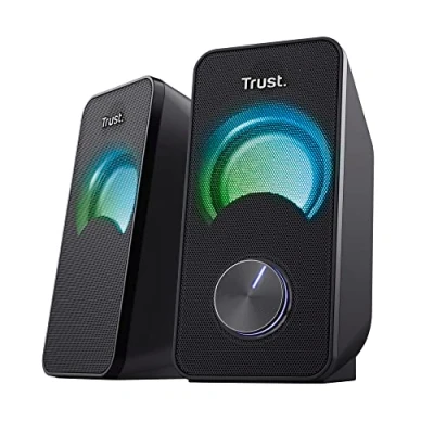 Bild av Trust Arys Compact PC Speakers 2.0, 12 W (6 RMS), RGB Illumination, USB Powered, Jack 3.5 mm, Stereo Sound System, Computer for Laptop, Desktop Black