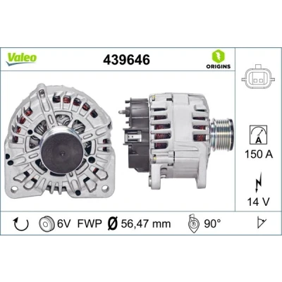 Bild av VALEO 439646 Alternateur 14V 150A RENAULT: Kangoo II Express, Captur, SCENIC 2, DACIA: Duster SUV, Lodgy, SANDERO 2