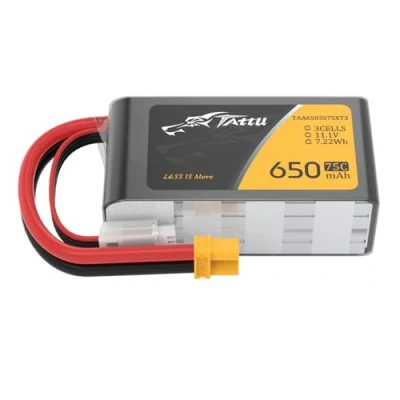 Bild av Tattu 3S 650 mAh 11,1 V 75C 3S1P Lipo Pack batteri med XT30 kontakt för UAV drönare FPV Race RC Quadrocopter storlek 100 till 180