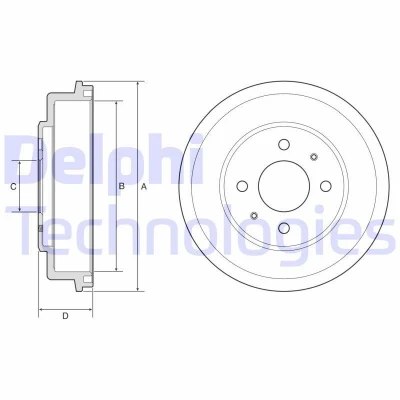 Bild av DELPHI BF582 Tambours de Frein sans bague ABS, roulement roue 249 HYUNDAI: ACCENT 2