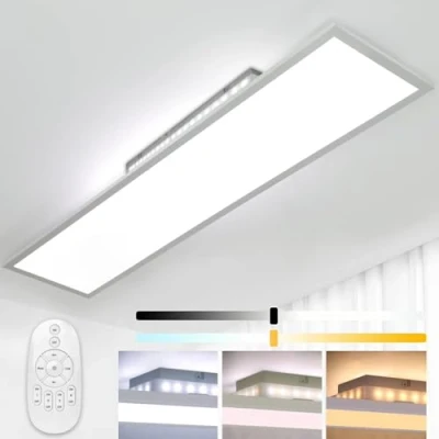 Bild av Dimbar LED taklampa 120 x 30 cm med minnesfunktion, 52 W fjärrkontroll, rektangulär panellampa 2 7006 500k, varmvit/kall vit för kök
