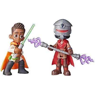 Bild av Hasbro Star Wars duell med svärd, laser, pop up, Kai Brightstar och Taborr actionfigurer, leksaker i skala på 10 cm för pojkar flickor