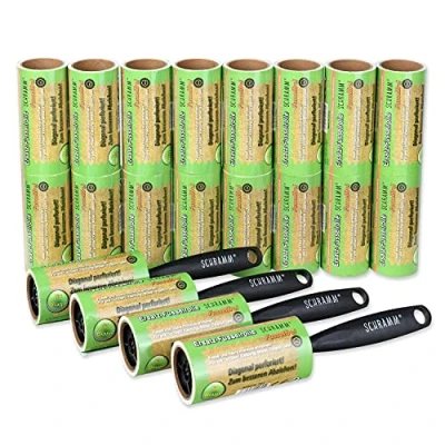 Bild av Schramm® 20 stycken luddrullar rullar med 60 ark luddrulle inkl. 4 plastdispenser ludd smuts damm rulle borste borstar pack