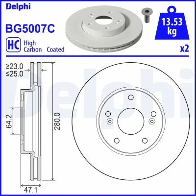 Bild av Bromsskiva DELPHI BG5007C