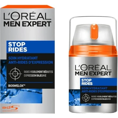 Bild av L&#039;Oréal Men Expert fuktgivande ansiktsbehandling mot åldrande och anti uttryck för män daglig användning Boswelox teknik alla hudtyper Stop Rides 50 ml