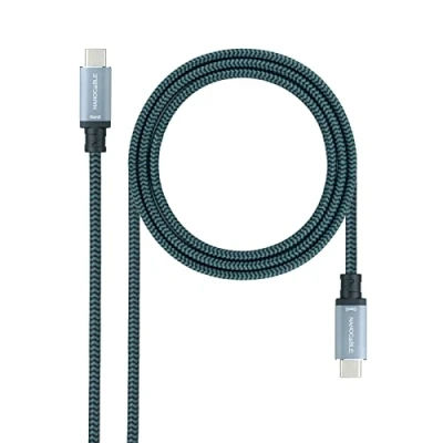 Bild av NANOCABLE 10.01.4101 L150 COMB 10Gbps USB 3.1 Gen2 5A, 4K/60Hz, C/M C/M, Mallad, Färg Grå/Svart, 1.5 m