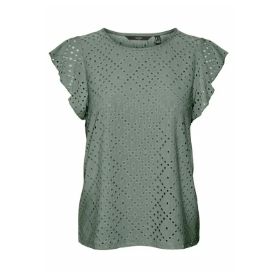 Bild av VERO MODA dam Vmtassa Sl Frill Top Noos t shirt, Laurel Wreath, XS, Laurelkrans, XS