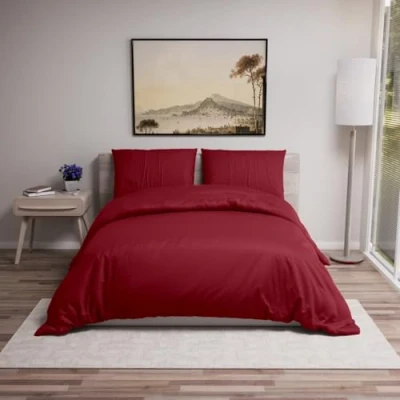 Bild av Dreamzie Sängkläder i set, 200 x 220 cm, med 2 örngott, 80 vinröd påslakan 220, för vuxna av 100 % mikrofiber certifierat utan kemikalier (Oeko TEX)