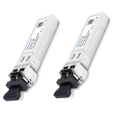 Bild av QSFPTEK 2Pack 10GBASE SR SFP+ LC Mini GBIC multimode 850 nm, 300M, DDM 10G modul för Cisco SFP SR, Ubiquiti UF MM 10G, Netgear, Mikrotik, D Link, Supermicro, Linksys