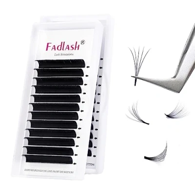 Bild av FADLASH Ögonfransförlängningar Eyelash Extensions Russian Volume Easy Fan Lashes 10+11+12mm C Curl 0.07mm Supplies Self Fanning Cluster 2D 20D Soft Natural Light Auto Fans Lash Extension