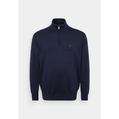 Bild av Tommy Hilfiger Essential ZIP MOCK Stickad tröja, Storlek: 4XL, Desert sky