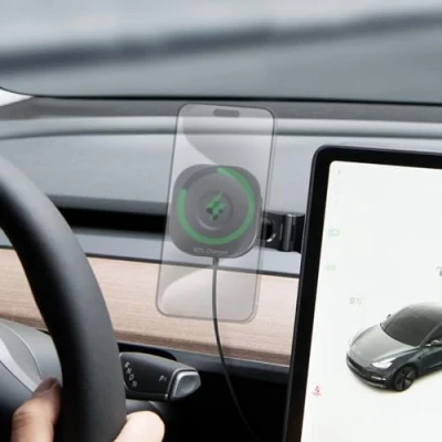 Bild av Spigen OneTap Pro 3 MagFit trådlös billaddare designad för Tesla tillbehör, MagSafe bilfäste, biltelefonhållare, kompatibel med modell 2023, 2024 Highland/Y/S/X iPhone 15, 14, 13, 12 modeller
