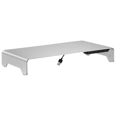 Bild av mywall monitorstativ HT46L i aluminium med halkfria silikonkuddar, bildskärmshöjning 4 USB 2.0 portar, skärmstativ för skärmar och bärbara datorer 1132 tum, belastning upp till 10 kg