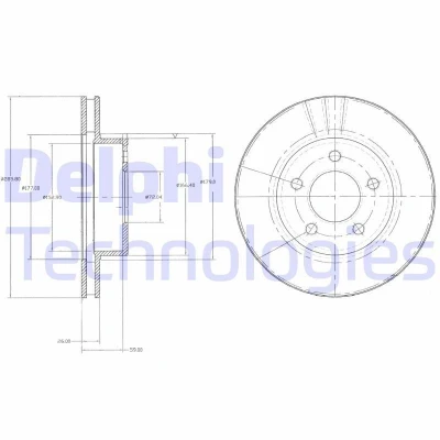 Bild av DELPHI BG3546 Disque de frein 286 26 5 ventilé huilé non traité sans roulement roue, bague ABS FORD USA: Explorer Mk2, Mk1