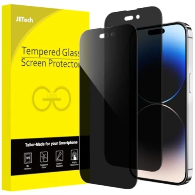 Bild av JETech Privacy Full Täckning Skärmskydd för iPhone 14 Pro 6,1 Tum, Anti Spy Screen Protector Privat Härdat Glas Film, Fall Vänlig, 2 Pack