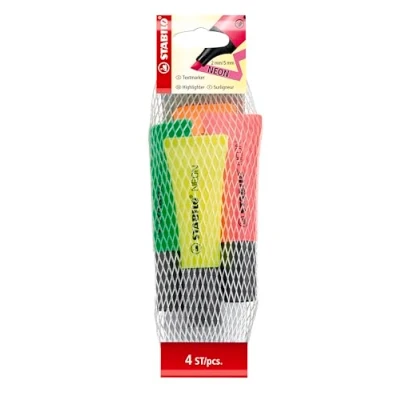 Bild av Highlighter STABILO NEON Pack of 4 Assorted Colours