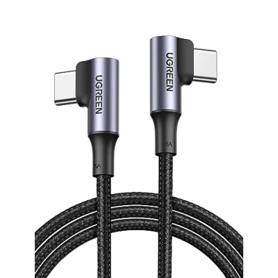 Bild av UGREEN USB C laddningskabel 100W dubbelvinkel PD 3.0 PPS kabel 90 grader 5A/20V Kompatibel med iPhone 15 Pro Max, M2 MacBook Pro/Air iPad 2021 Air 5 Galaxy S23 A54 etc. (0.5m)
