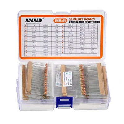 Bild av HUAREW Resistors Assortment Kit 1 ohm Resistor m With 1/4w kolfilm 5% (1000 st 25 värden)