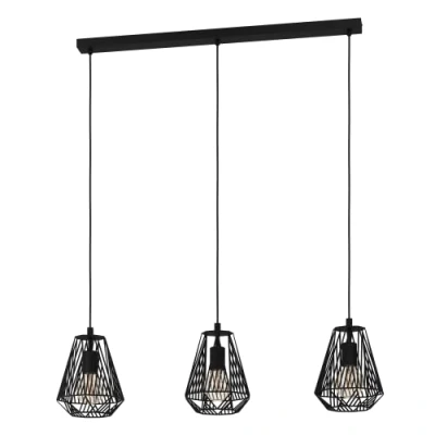 Bild av EGLO Hänglampa Stype, svart, längd 96 cm, stål, 3 lampor.