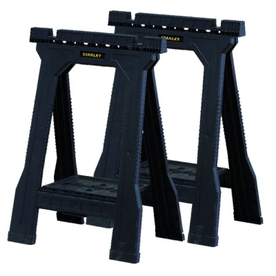 Bild av STANLEY Arbetsbock, höjdjusterbar underställningsbock par &quot;junior&quot; (57 x 12 81 cm, levereras i par, fast stativ med gummifötter, viks platt, upp till 340 kg lastkapacitet) STSTST1 70355