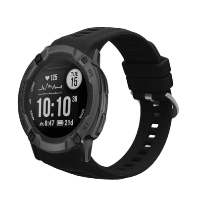 Bild av kwmobile rem kompatibel med Garmin Instinct 2S ersättning silikon klockarmband svart, Large